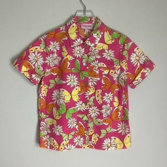 Palm‎ Lily Tropical Floral Short Sleeve Shirt 8 - Picture 2 of 9